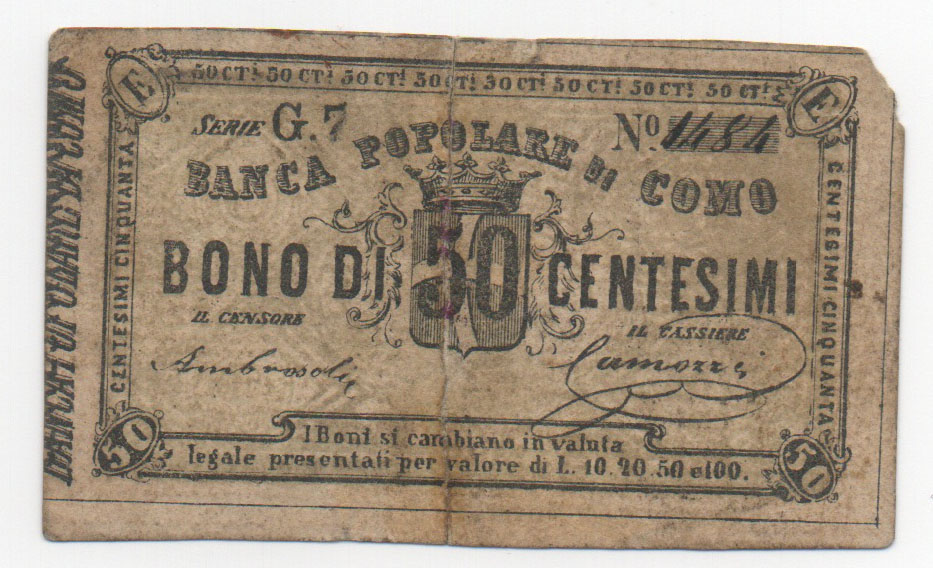 50 centesimi Banca Popolare di Como